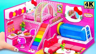 DIY HELLO KITTY House with Mega Pool and Rainbow Stairs from Cardboard Crafts | DIY Miniature House