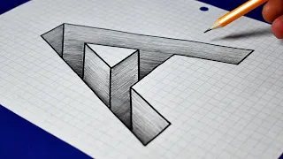 How To Draw 3D A Hole on Graph Paper / Easy Trick Art