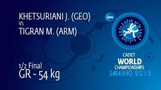 1/2 GR - 54 kg: J. KHETSURIANI (GEO) df. M. TIGRAN (ARM) by TF, 8-0