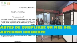 Otra falla en escaleras mecánicas, ahora en la estación Mixcoac Línea 7