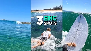 SURFING 3 EPIC SPOTS: A POV ADVENTURE! (RAW AIRS & TURNS)