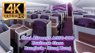 [4K] Thai Airways TG638 Bangkok - Hong Kong | A350-900 | Royal Silk Business Class flight review