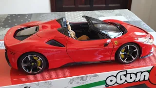 Ferrari Sf90 spider Ŕeviws em miniatura escala 1/18  Burago