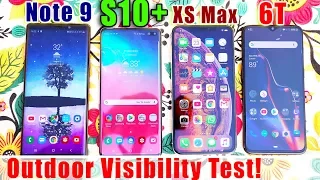 Galaxy S10+ vs iPhone XS Max vs Note9 vs OnePlus 6T Outdoor Visibility Test!