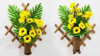 How to Make a Wall Hanging Flower Vase with Bamboo | Wall Decor Craft Idea |DIY|