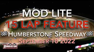 🏁 HUMBERSTONE SPEEDWAY 9/18/22 MOD LITE FEATURE RACE - DIRT TRACK RACING - Drone Aerial View