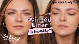 EASY Winged Eyeliner For HOODED EYES Tutorial Using Pencil & Shadow! THIS CHANGED MY MAKEUP LIFE ✨