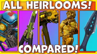 ALL APEX LEGENDS HEIRLOOMS COMPARED! - All Secrets, Rare Animations! (Caustic Aftermarket Update)