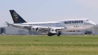 Ed Force One - Iron Maiden 747 landing at Amsterdam airport Schiphol (HD)