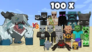 FROSTMAW vs Every Minecraft Mob x100 - Frostmaw (Mowzie's Mobs) vs All Mobs