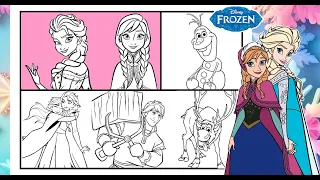 FROZEN Compilation All Together Coloring Page FROZEN ELSA ANNA OLAF KRISTOFF SVEN Group - In Markers