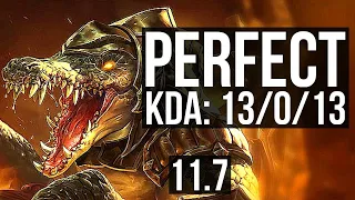 RENEKTON vs MORDEKAISER (TOP) | 13/0/13, Legendary, 1.2M mastery | EUW Diamond | v11.7