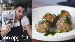 Andy Makes Spicy Lamb Meatballs with Raisin Pesto | From the Test Kitchen | Bon Appétit