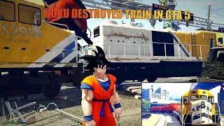 Amazing driving of the train derailment and destroy by Goku in GTA 5 🔥 #gta5 #goku #gtaonline