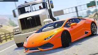 Реальная Жизнь в GTA 5 - ГОНЯЕМ НА УТОПЛЕННОМ LAMBORGHINI HURACAN. S222 АВАРИЯ.