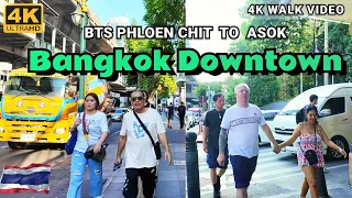 [4K HDR] 🔥 Bangkok Downtown May 2024 | BTS Phloen Chit to Asok Walk | Thailand Street Tour