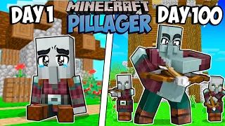 I Survived 100 Days as a PILLAGER in Minecraft