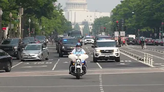 British Prime Minister Sunak Motorcades through the streets of Washington D.C.