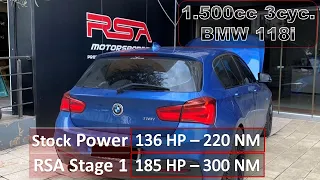 BMW 118i B38 Engine | Stage 1 vs Stock Acceleration | 1500cc 3cyclinder | 136hp to 185hp +80NM Torq.