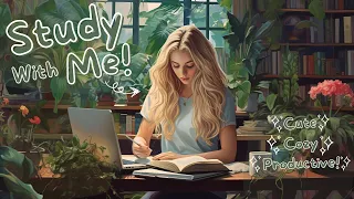 5-HOUR STUDY WITH ME🍃💻📚☕️✨Pomodoro 50 10🏞️🦎Cute, Cozy & Aesthetic Coworking Ambience w/ Study Buddy!