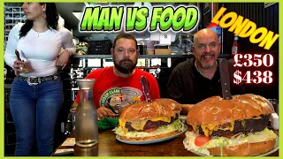 Man Vs Food London Big Ol' Belly Buster Challenge United Kingdom with Notorious B.O.B.