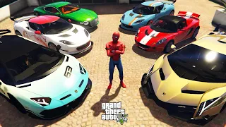 GTA 5 - Stealing Super Luxury Cars with Spiderman! (Real Life Cars #55)