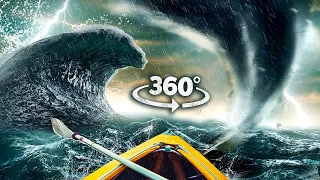 VR 360 TORNADO VS TSUNAMI - On a Yacht through a SUPER Storm