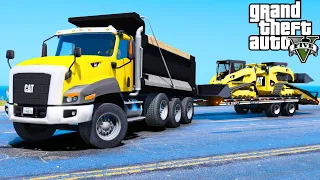 GTA 5 Mods - Dump Truck Hauling Skid Steers To A Construction Site