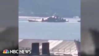Russian landing ship appears damaged in sea drone attack