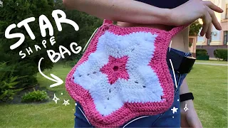 Crochet STAR SHAPE bag tutorial ★,｡･:˖✧.･ﾟ☆