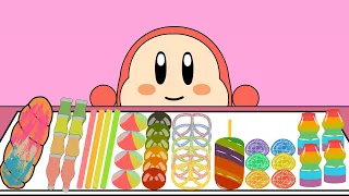 Kirby Animation - Rainbow Jelly Tanghulu Ice Cream Mukbang #kirby #waddledee