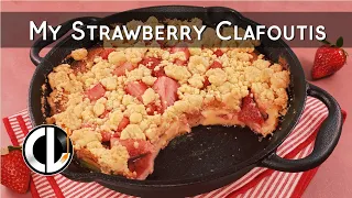 Strawberry clafoutis - The best mix of pancakes, strawberries and crumble 🍓