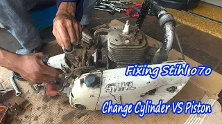 Fixing Chainsaw STIHL 070 (copy) / Replace Cylinder and Piston / Cleaning Carburetor