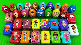 Finding Cocomelon, Pinkfong Hogi, Numberblocks SLIME Mini Suitcase, Dinosaur Egg Colorsful Mix! ASMR