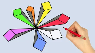 3D Geometric Drawing Pattern Tutorial #3d #Geometricpatterns #3ddrawingtutorial #Opticalillusions