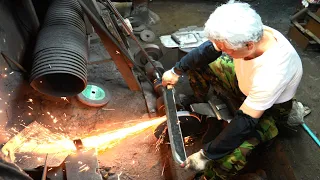 Extra-large Machete making process. A skilled Korean blacksmith.