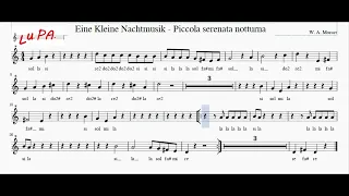 Eine Kleine Nachtmusik - Piccola serenata notturna - Flauto dolce - Note - Spartito - Instrumental