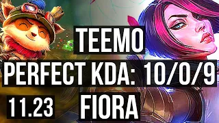 TEEMO vs FIORA (TOP) | 10/0/9, 6 solo kills, Legendary | NA Diamond | 11.23