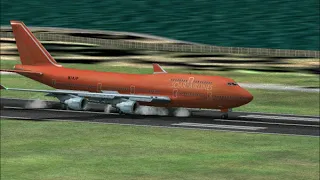 (FS2004) Boeing 747-400 landing 1 (hard landing)