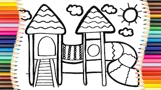 How to Draw a Rainbow Playground For Kids And Toddlers