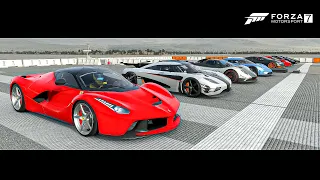 Top 25 Fastest Ferrari Supercars Cars Drag Race | Forza Motorsport 7 (Stock)