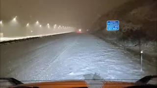 Trucking at Night in the Rockies With a Light Trailer During a Snow Storm!!.. First Snow Trip!!