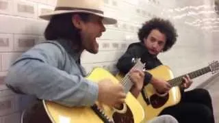 Thirty 30 Seconds To Mars Jared Leto playing Up In The Air in a NYC Subway Station