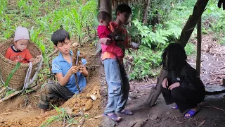 The boy went to dig tubers from the forest to sell and do business when the woman came