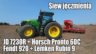 John Deere 7230R + Horsch Pronto 6DC i Fendt 920 Vario + Lemken Rubin 9 - siew jęczmienia ozimego