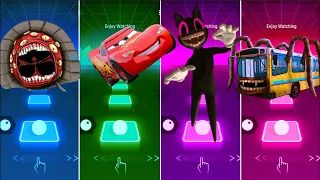 Bus Eater vs Mcqueen vs Cartoon Cat vs Train Eater | Tiles Hop EDM Rush