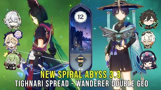 C0 Tighnari Spread and C1 Wanderer Double Geo - New Genshin Impact Abyss 3.3 - Floor 12 9 Stars