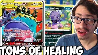 Heal A Ton Of Damage With Guzzlord Naganadel GX & Galarian Slowking! Chilling Reign PTCGO