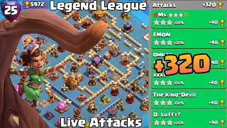 Th16 Legend League Attacks Strategy! +320 Mar Day 25 || Clash Of Clans