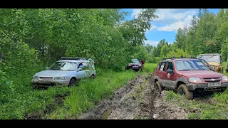 Прокатили иномарки по лесам. Toyota Carib, VW Touareg, Jeep Grand Cherokee.